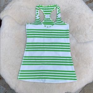 Green And White Striped Lululemon Racerback Tank